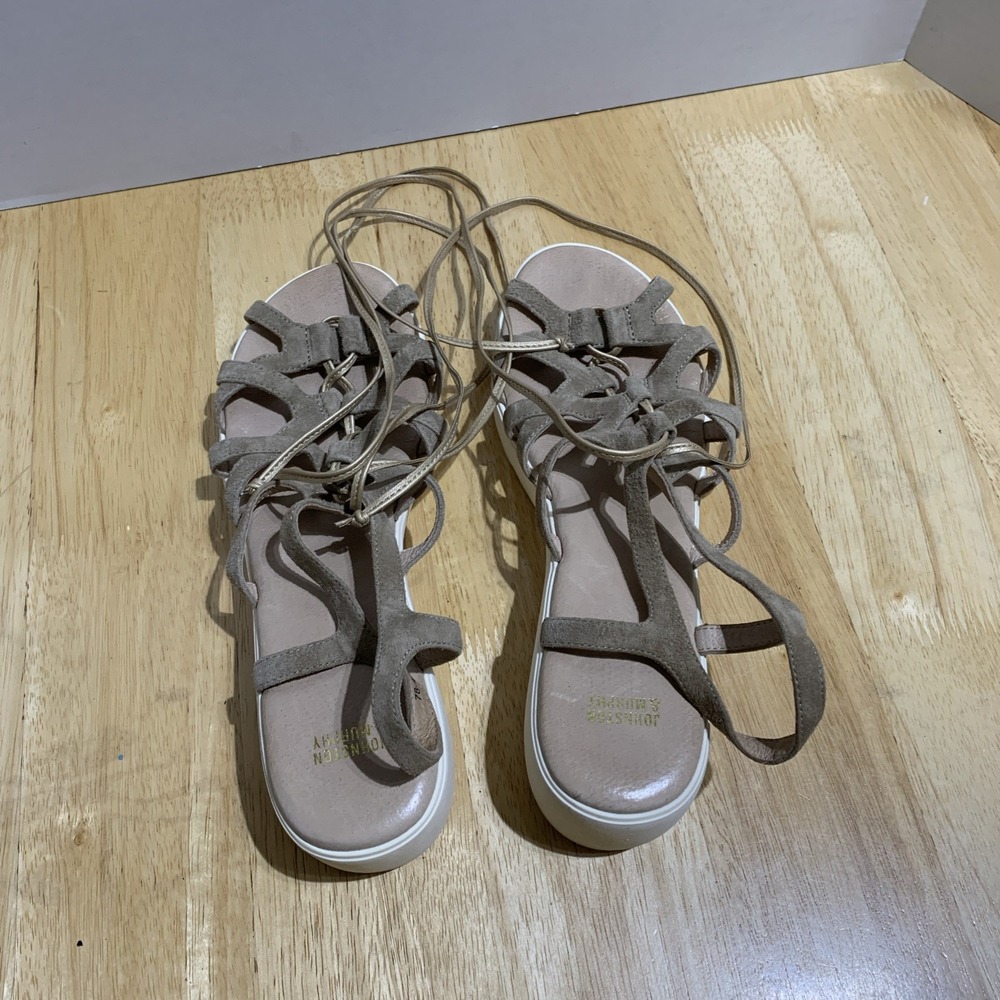 Johnston & Murphy Suede Leather‎ Slingback Wedge Sandals Strappy Gladiator 10M - Picture 3 of 6